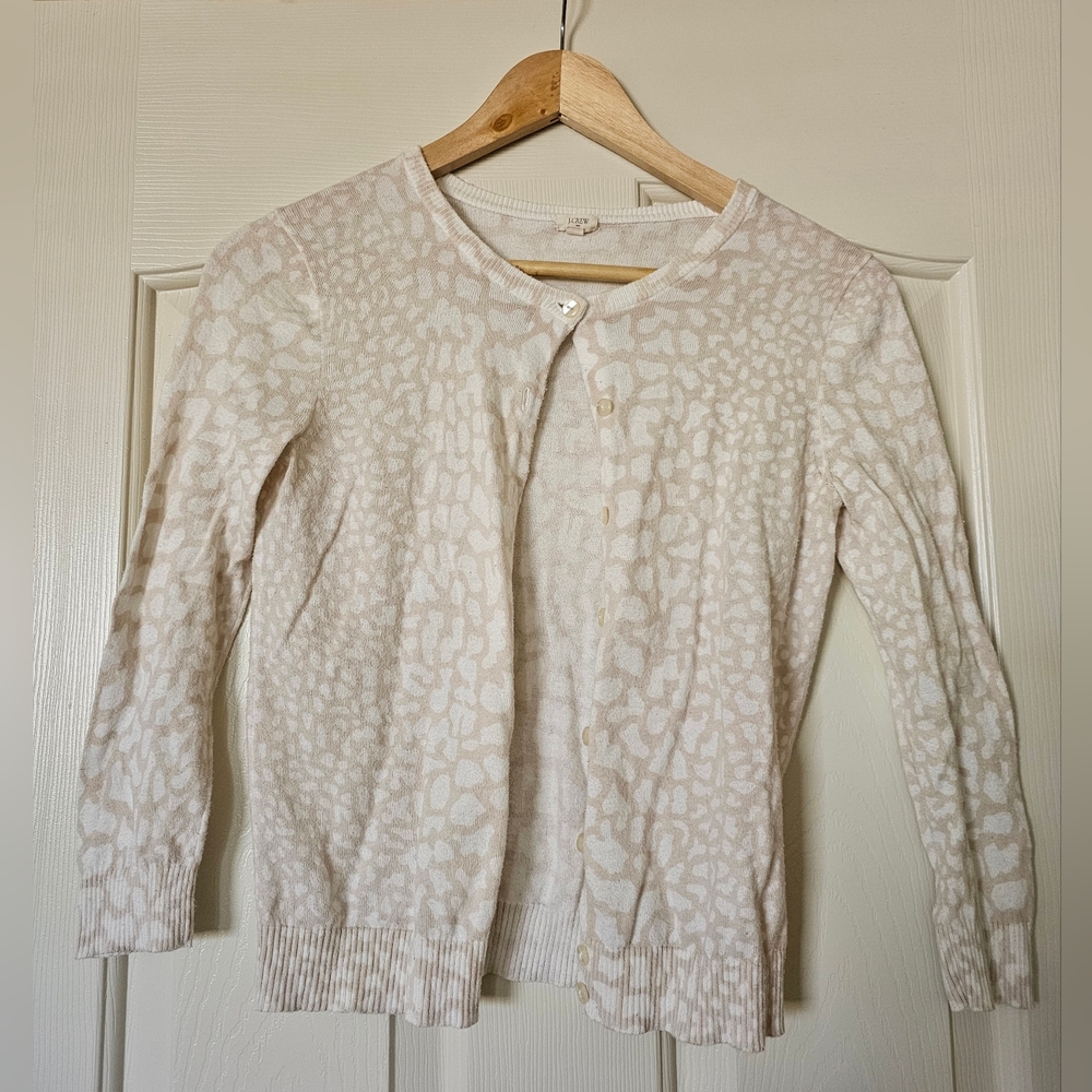 J. Crew Neutral Leopard Print Cardigan
